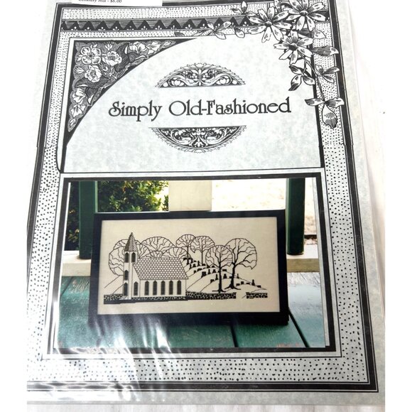 "Simply Old-Fashioned" Cross Stitch Pattern Church & Trees Design Pattern - Picture 2 of 3